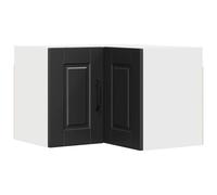 mtlskopl Armoire murale d'angle de cuisine - Noir - 57 x 57 x 40 cm - En matériau dérivé du bois - Design moderne - Avec 2 portes et 2 étagères - Durable - Pour cuisine, couloir, salon