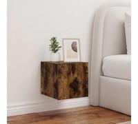 mtlskopl Armoire murale en bois chêne fumé 30,5 x 35 x 30 cm avec LED RVB - Meuble de salon moderne à suspendre pour chambre à coucher, couloir, cuisine