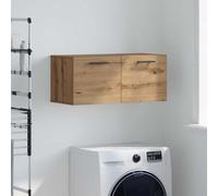 mtlskopl Armoire murale en chêne artisan - 80 x 36,5 x 35 cm - Design moderne et peu encombrant - Avec 2 compartiments de rangement - Pour petit bureau, salon, balcon et couloir