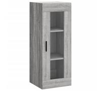 mtlskopl Armoire Murale Sonoma Gris 34,5 x 34 x 90 cm, Meuble de Rangement Suspendu en Bois d'Ingénierie et Verre, Vitrine Murale Moderne pour Salon, Chambre et Bureau