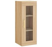 mtlskopl Armoire Murale Suspendue Chêne Sonoma 34,5x34x90 cm, Meuble de Rangement en Bois d'Ingénierie et Verre pour Salon, Bureau et Couloir, Buffet Haut Vitré Élégant