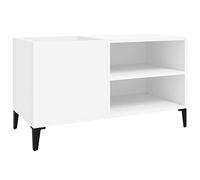 mtlskopl Armoire pour disques vinyles, blanc, 84,5 x 38 x 48 cm, armoire à disques en bois avec pieds en métal, étagère en vinyle pour disques vinyles, rangement LP et tourne-disque