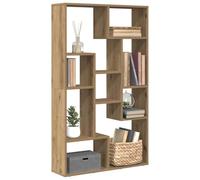 mtlskopl Artisan Oak Bookcase 72 x 20 x 120 cm Moderne Géométrique Organisateur d'affichage 9 cubes Construction composite en bois durable pour salon, bureau, chambre à coucher