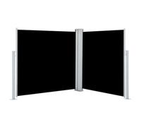 mtlskopl Auvent Latéral Rétractable Double 100x600 cm Noir Jardin Balcon | Pare-vue double extensible jusqu'à 6 m pour terrasse et jardin, protection soleil bas et brise-vent automatique.