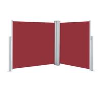 mtlskopl Auvent Latéral Rétractable Double Face, Brise-Vue de Jardin Déroulable pour Terrasse et Balcon, Store Enroulable avec Poteaux en Acier, Rouge 100 x 600 cm