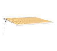 mtlskopl Auvent Rétractable Motorisé 4,5x3 m Jaune et Blanc pour Terrasse | Protection solaire pour terrasse, balcon et patio grâce à cet auvent mural pliable contrôlé par télécommande.