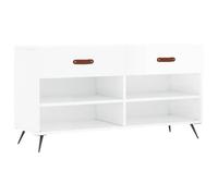 mtlskopl Banc à chaussures, blanc, 102 x 35 x 55 cm, à 2 tiroirs, 4 compartiments, en bois et fer, meuble de couloir