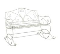 mtlskopl Banc de jardin blanc antique en acier - Banc à bascule 2 places avec fonction bascule pour jardin et terrasse - Banc de parc robuste de style vintage - 112 x 96 x 89 cm - Charge maximale de