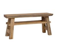 mtlskopl Banc en teck - 100 x 29 x 43,5 cm - Banc de jardin rustique en bois massif - Banc rétro sans dossier pour jardin, balcon, terrasse et salon - Naturel