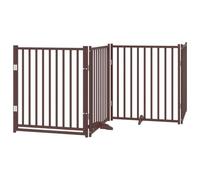 mtlskopl Barrière de protection pour chien en bois - 320 cm - 4 pièces - Avec porte pliable - Grille de barrière autoportante pour chien - Grille d'escalier sans perçage - Aspect chêne massif - 90 cm