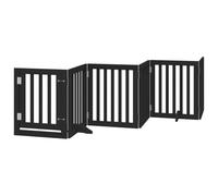 mtlskopl Barrière pliable pour chien - 300 cm - Avec porte - En bois de peuplier - Noir - 6 éléments - Pour escalier et salon