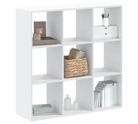 mtlskopl Bibliothèque blanche 102 x 32 x 102 cm en matériau dérivé du bois 9 compartiments Charge maximale 130 kg Étagère étroite Design moderne comme séparateur de pièce pour salon, bureau, chambre à