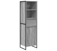 mtlskopl Bibliothèque Colonne de Rangement Industriel, Étagère en Bois d'Ingénierie et Acier avec 1 Porte et 1 Tiroir pour Salon et Bureau, 43 x 36 x 150,5 cm, Gris Sonoma