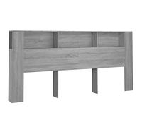 mtlskopl Bibliothèque de tête de lit Gris Sonoma 220 x 18,5 x 104,5 cm Panneau arrière en bois avec 3 compartiments de rangement Design moderne et espace de rangement pour chambre à coucher et chambre