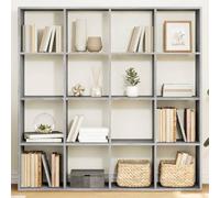 mtlskopl Bibliothèque en bois dérivé du bois avec 16 compartiments, étagère sur pied, séparateur de pièce, design moderne et construction robuste pour salon, bureau à domicile et chambre à coucher