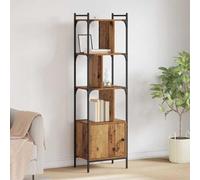 mtlskopl Bibliothèque en bois recyclé 44,5 x 30 x 154,5 cm - Étagère sur pied avec 6 compartiments et porte - Design moderne - Structure robuste pour salon, bureau, chambre à coucher