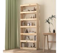 mtlskopl Bibliothèque et séparateur de pièce en pin massif, 80 x 30 x 200 cm, à 6 compartiments, pour chambre à coucher, couloir ou bureau, marron, format portrait étroit, design moderne