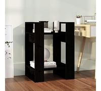 mtlskopl Bibliothèque étroite en pin massif, noire, 41 x 35 x 57 cm, sans paroi arrière, comme séparateur de pièce pour salon, cuisine, chambre à coucher