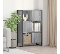 mtlskopl Bibliothèque grise Sonoma 68 × 30 × 108,5 cm, 3 portes, 6 compartiments, matériau bois/métal, salon, chambre à coucher, bureau