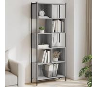 mtlskopl Bibliothèque grise Sonoma 72 x 28 x 172 cm Matériau du bois et acier Étagère moderne avec espace de rangement pour salon, bureau, chambre à coucher