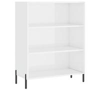 mtlskopl Bibliothèque Meuble de Rangement à 3 Étagères Ouvertes, Buffet Bas Moderne en Bois d'Ingénierie et Métal pour Salon, Bureau et Entrée, Blanc Brillant, 69,5 x 32,5 x 90 cm