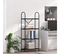 mtlskopl Bibliothèque moderne aspect chêne noir, 60 x 30 x 146 cm, cadre en acier, étagère sur pied à 4 niveaux, système d'étagères étroites pour salon, bureau à domicile et couloir