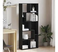 mtlskopl Bibliothèque noire aspect chêne 67 x 24 x 161 cm - En bois zigzag - Étagère sur pied - Peut également être utilisée comme buffet - Séparateur de pièce - Pour salon, chambre à coucher, bureau