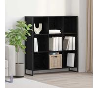 mtlskopl Bibliothèque noire aspect chêne 99,5 x 30 x 108,5 cm Étagère industrielle avec 9 compartiments de rangement pour salon, chambre à coucher, bureau
