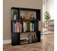 mtlskopl Bibliothèque, séparateur de pièce, noire, 80 x 24 x 96 cm, en matériau à base de bois, avec 9 compartiments, design moderne, pour salon, bureau, chambre à coucher