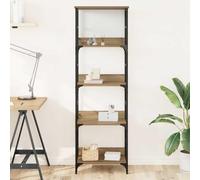 mtlskopl Brown Oak Look Wooden & Steel Étagère à 4 niveaux 50 x 33 x 153 cm Étagère industrielle pour salon, bureau, chambre à coucher