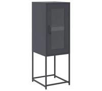 mtlskopl Buffet anthracite 36 x 39 x 107 cm en acier laminé à froid avec poignées, grand espace de rangement, pieds en métal, armoire d'appoint étroite pour couloir, salon, chambre à coucher et bureau