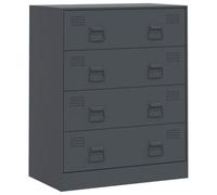 mtlskopl Buffet anthracite 67 x 39 x 83 cm en acier laminé à froid - Design moderne avec 4 tiroirs et 8 poignées - Pour salon, couloir, bureau
