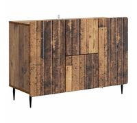 mtlskopl Buffet aspect bois vieilli, commode avec 2 tiroirs et 2 portes, armoire moderne pour salon et couloir, 89 x 34,5 x 62 cm, matériau en bois avec pieds en acier stables
