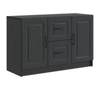 mtlskopl Buffet Bas avec 2 Tiroirs et 2 Portes Noir 89 x 34,5 x 57 cm Meuble de Rangement Moderne en Bois d'Ingénierie Bahut Console pour Salon et Salle à Manger