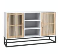 mtlskopl Buffet Bas Blanc 105x30x65 cm, Meuble de Rangement Design Bahut avec Portes en Bois d'Ingénierie et Pieds en Fer pour Salon, Salle à Manger et Entrée