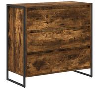 mtlskopl Buffet Bas Chêne Fumé 79x36x75,5 cm, Meuble de Rangement en Bois d'Ingénierie avec Tiroir et Pieds en Acier, Commode Style Industriel pour Salon et Entrée