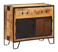mtlskopl Buffet Bas de Rangement en Bois de Manguier Brut Massif et Métal, Commode Industrielle Vintage pour Salon, Meuble Console pour Entrée et Couloir, 80 x 31 x 66 cm