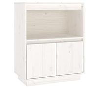 mtlskopl Buffet Bas Meuble de Rangement en Bois de Pin Massif, Armoire Latérale avec Compartiments pour Salon, Bureau et Entrée, Commode Robuste et Stable, Blanc, 60 x 34 x 75 cm