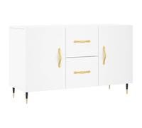 mtlskopl Buffet blanc 100 x 36 x 60 cm en bois avec pieds en métal, design moderne avec espace de rangement et poignées, meuble peu encombrant pour couloir, salon et bureau