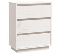 mtlskopl Buffet blanc 60 x 34 x 75 cm en pin massif, étroit, avec 2 tiroirs, armoire d'appoint pour couloir, salon et bureau, look maison de campagne moderne