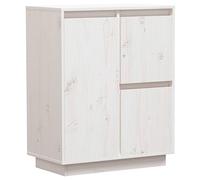 mtlskopl Buffet Blanc 60x34x75 cm en Bois de Pin Massif, Armoire Latérale de Rangement avec 3 Portes et Pieds Flottants, Meuble Bas pour Salon, Salle à Manger et Entrée