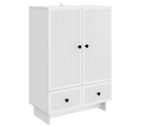 mtlskopl Buffet Blanc 66 x 34,5 x 95 cm, Petit Meuble de Rangement en Bois d'Ingénierie avec 2 Portes et 2 Tiroirs, Bahut Bas pour Salon, Salle à Manger et Entrée