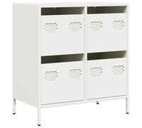 mtlskopl Buffet Blanc 68x39x73,5 cm en Acier Laminé à Froid, Commode de Rangement avec 4 Tiroirs Spacieux, Meuble de Rangement en Métal Stable pour Salon, Bureau et Entrée