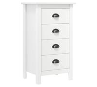 mtlskopl Buffet Blanc en Bois de Pin Massif 46x35x80 cm Hill, Commode de Rangement avec 4 Tiroirs et Poignées de Tasse, Chiffonnier Étroit pour Salon, Entrée et Couloir