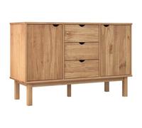 mtlskopl Buffet Bois Massif de Pin OTTA 113,5x43x73 cm, Bahut Scandinave avec 3 Tiroirs et 2 Portes, Meuble de Rangement Bas pour Salon, Salle à Manger et Entrée