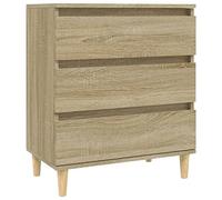mtlskopl Buffet Chêne Sonoma 60x35x70 cm, Meuble de Rangement avec 3 Tiroirs et Pieds en Bois d'Eucalyptus, Petit Bahut d'Appoint en Bois d'Ingénierie pour Salon et Entrée