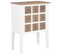 mtlskopl Buffet classique 54 x 30 x 80 cm en bois massif de style maison de campagne française, avec 9 tiroirs, marron et blanc, robuste et peu encombrant, pour salon, couloir, chambre à coucher