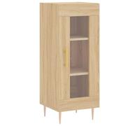 mtlskopl Buffet de Rangement Meuble de Salon Armoire avec Porte en Verre Commode pour Séjour Bureau Entrée Coloris Chêne Sonoma Bois d'Ingénierie et Métal 34,5x34x90 cm