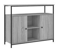 mtlskopl Buffet de Salon Sonoma Gris 100x35x80 cm Meuble de Rangement en Bois d'Ingénierie et Acier Bahut Classique avec Pieds Réglables et Grand Espace pour Entrée et Séjour