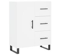 mtlskopl Buffet en bois blanc 69,5 × 34 × 90 cm 3 tiroirs 2 compartiments porte couloir salon bureau commode pieds métalliques étroit